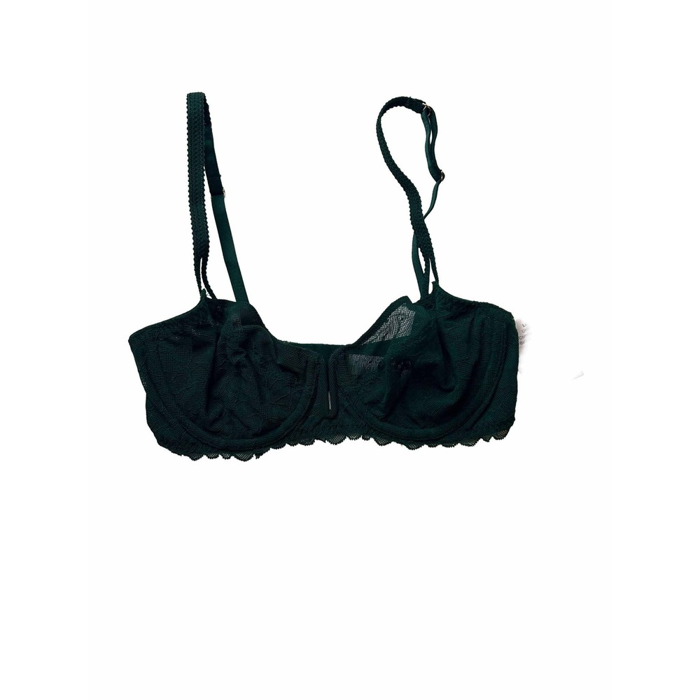 Auden 32B Green Lace Unlined Demi Cup Bra Adjustable Strap Lingerie Women